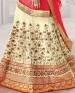 wedant FAshion Wedding Heavy Work Dulhan Collection Self Design Lahengha Choli Cream & Yellow